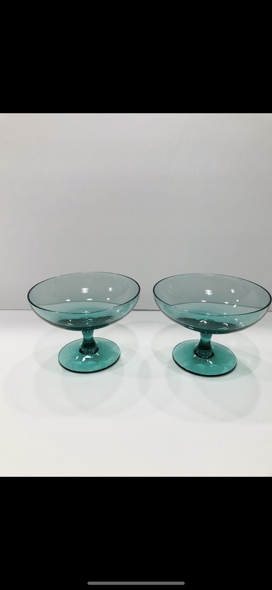 Russel Wright Morgantown Seafoam Set of 2 Champagne Glasses MCM Made in Virginia