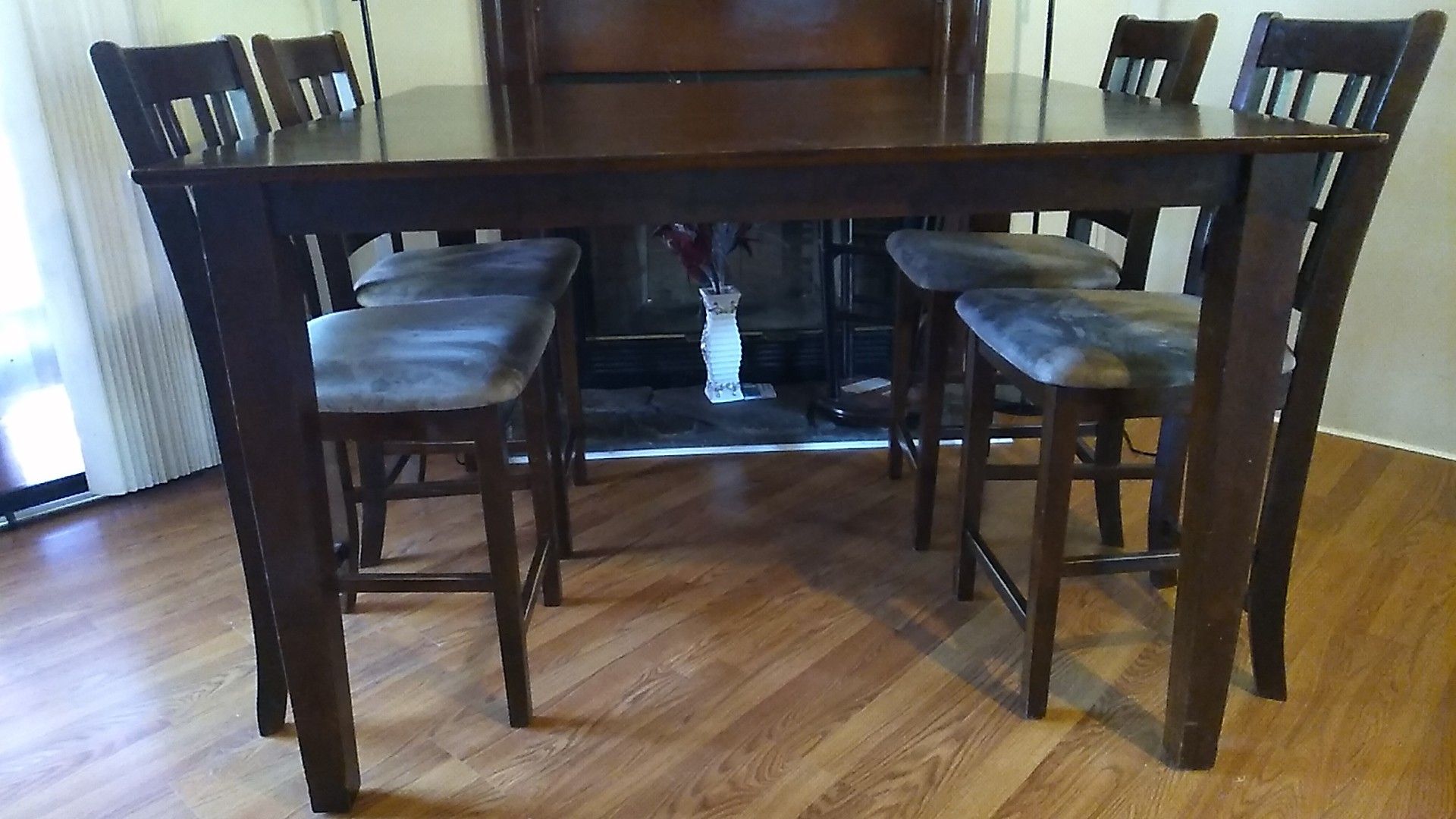 Dark brown High table with 4 chairs