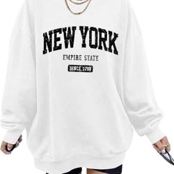 ORANDESIGNE Oversized Graphic Sweatshirt for Women Long Sleeve Crewneck Pullover Casual Fall Hoodie Tops- SIZE MEDIUM