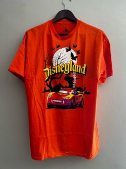 NEW Disneyland Cars Halloween Lightning Mcqueen Shirt - Orange (Adult L)