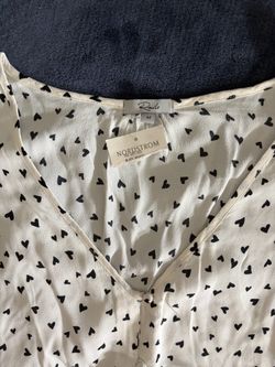 Rails Black Hearts Print Top Size Medium