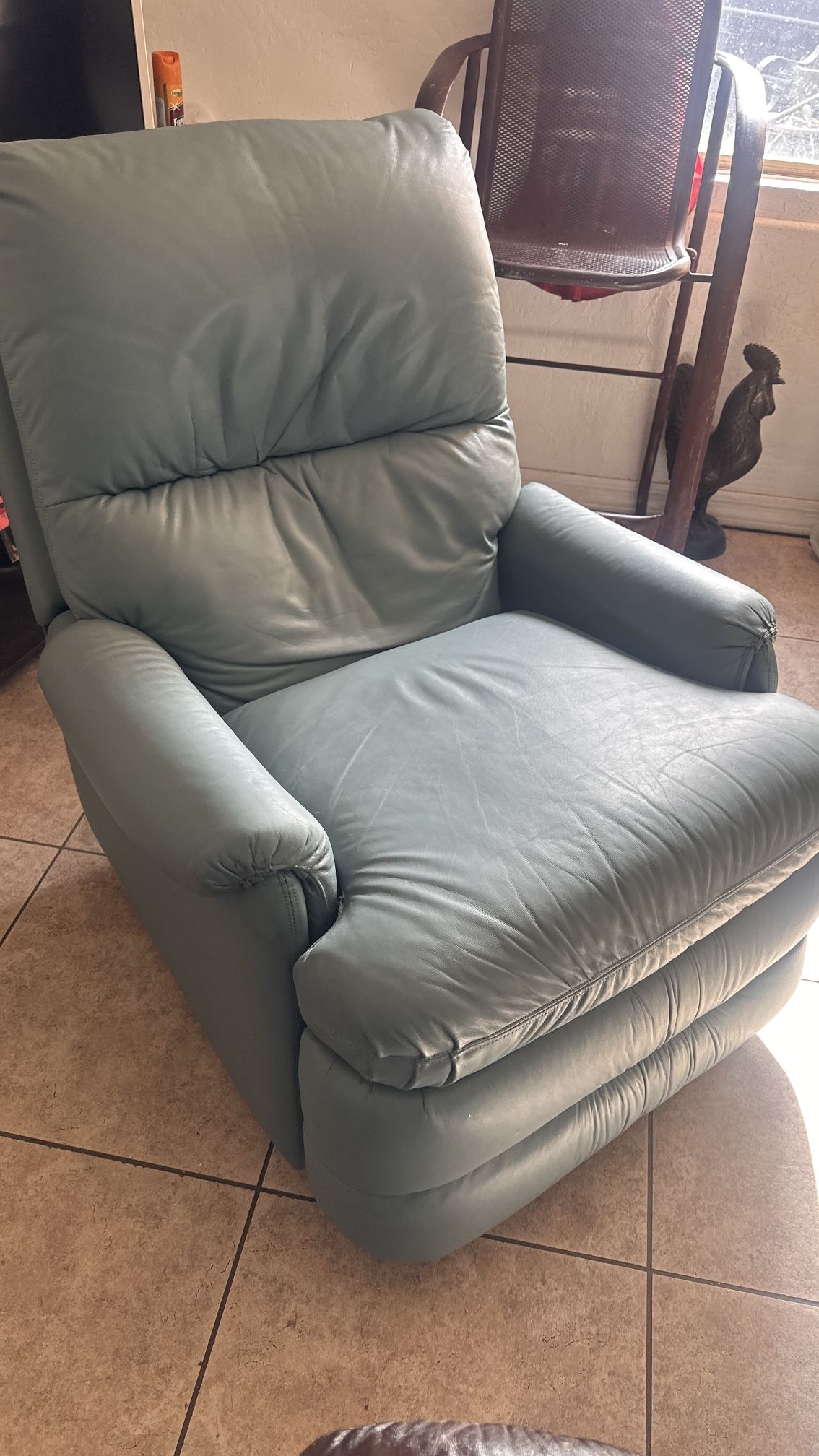 Blue Leather Rocking Chair 