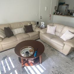 Italian Cream Leather Couch