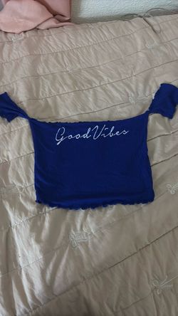 Blue off the shoulders shirt
