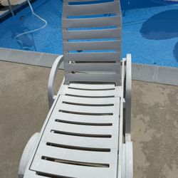 2 Pool Chairs. Adjustable Backs With Wheels. 