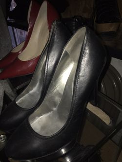 Black pair of close toe heels