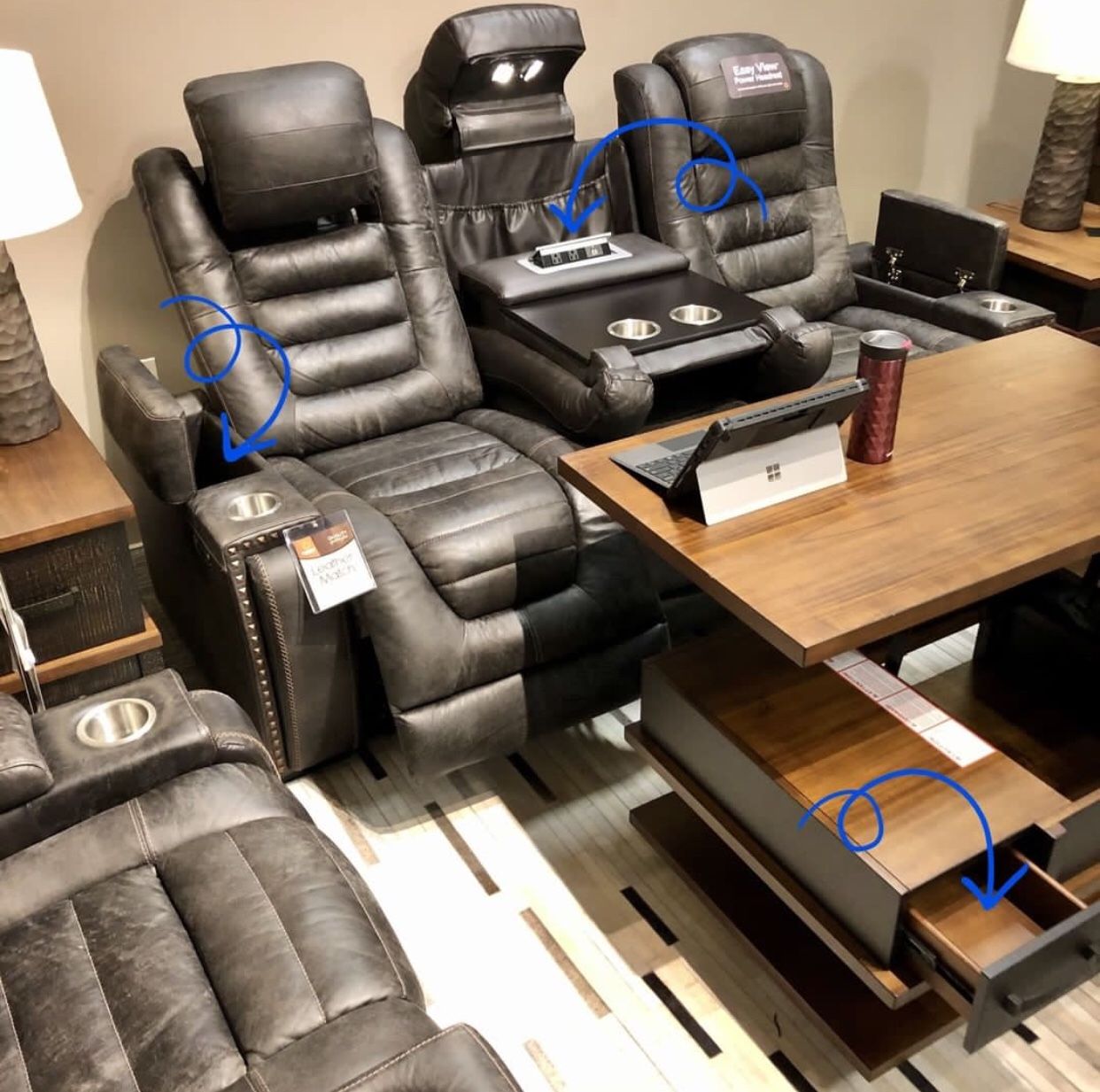 Game Zone Bark Power Reclining Living Room Set with Adjustable