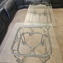 High Quality Glass Coffee Table And Matching Pair Of End Tables
