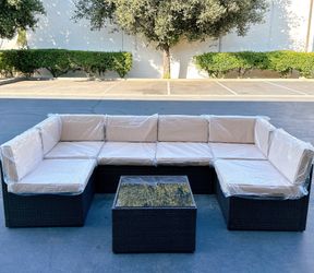 Sale🎈Brand New 7 PCs Outdoor Patio Furniture Sets Wicker Sofa Sectional Furniture Set