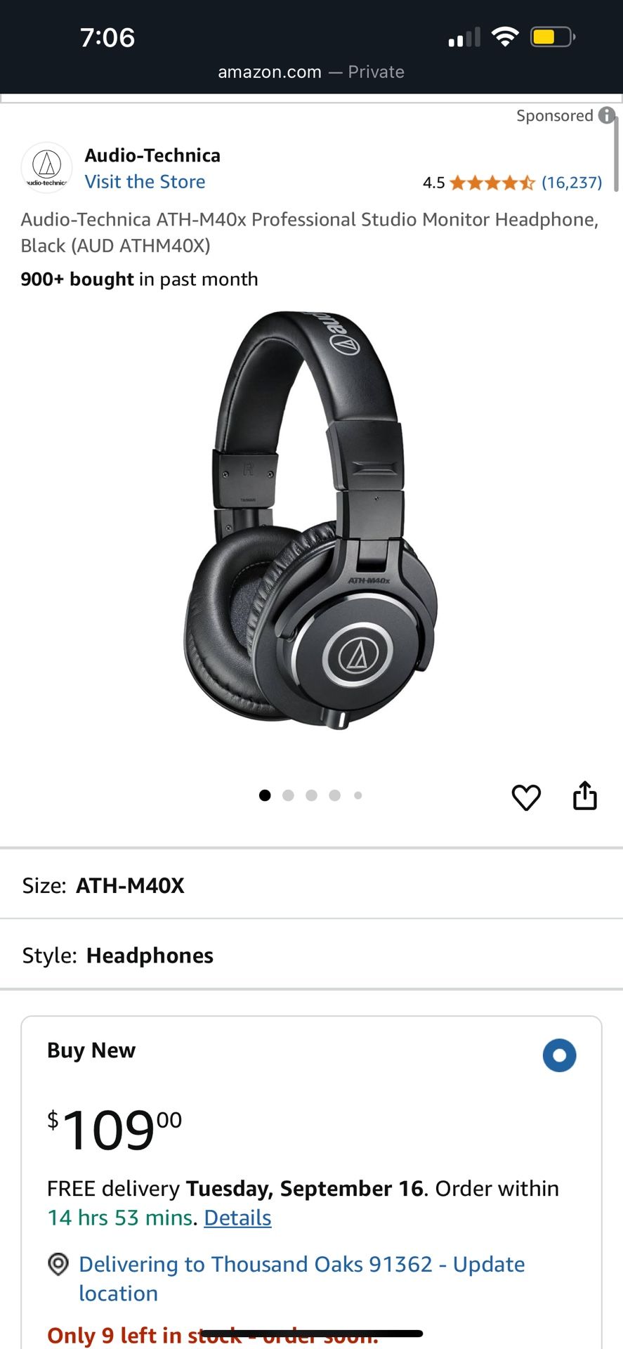 Audio Technica ATH-M40X) 