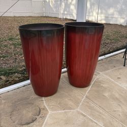 Tall Decorative Planters – Modern Indoor / Outdoor Pots (Set of 2)