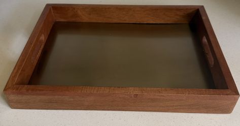 Rectangular Wooden & Metal Tray 16” X 13”