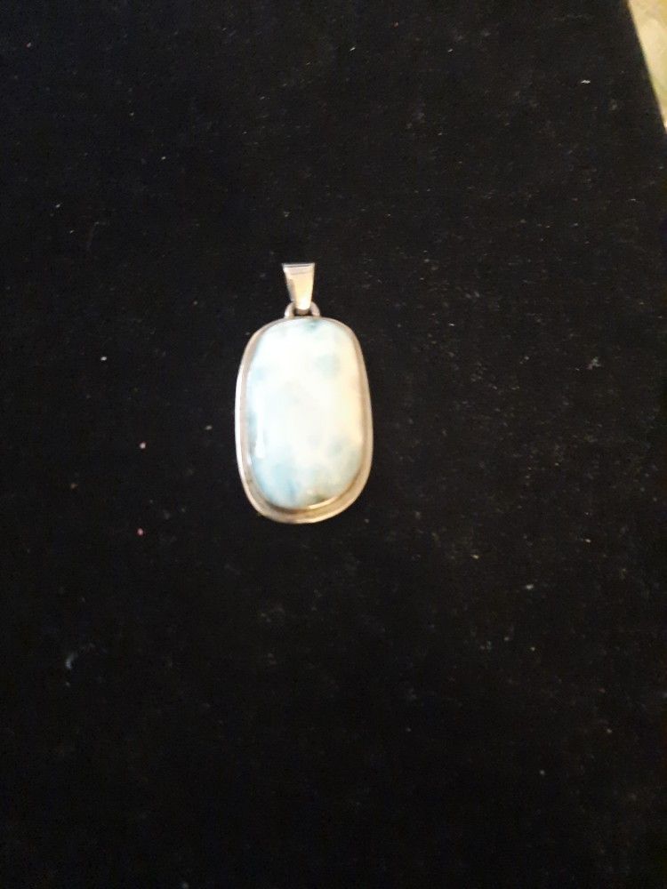Sterling Silver Charm with Blue Agate Stone