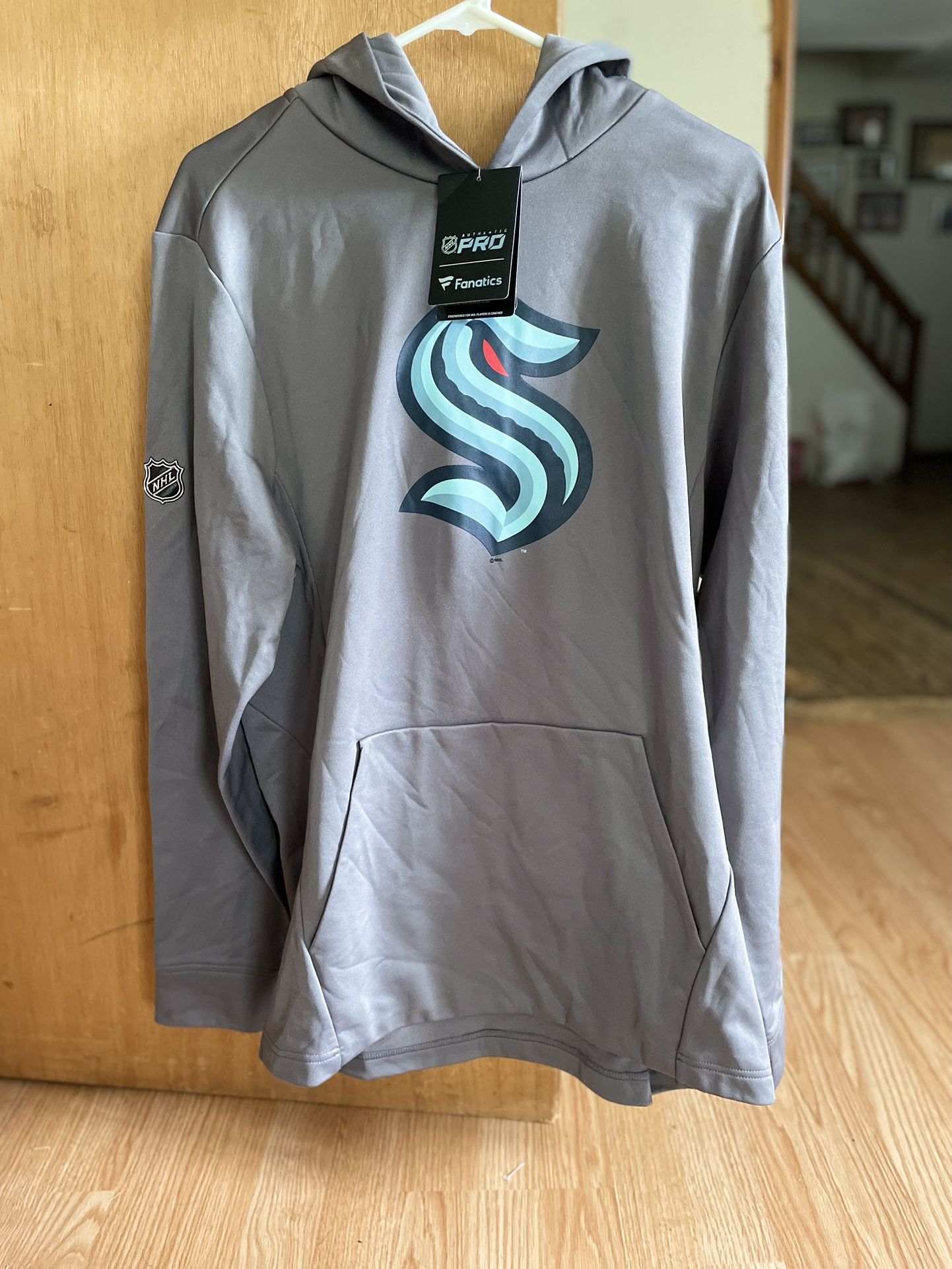 Fanatics NHL Authentic Pro Seattle Kraken Grey Pullover Hoodie