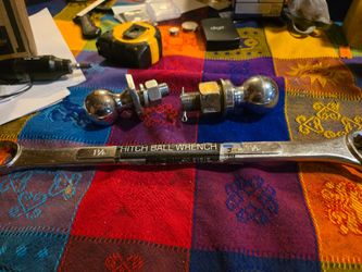 2 hitch balls and wrench is 1 7/8 and 1 1/2 balls are 1 7/8 other is a 2"