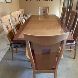 Cherry Wood Table + 8 Chairs Set