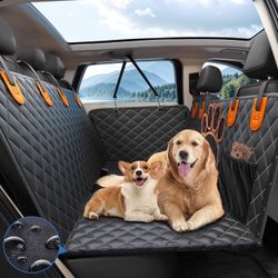 Upgraded Dog Car Seat Cover,Back Seat Extender with Hard Bottom(Holds 480lbs), Supports 4 Dogs at The Same time, for Car SUV Truck. (Black.)