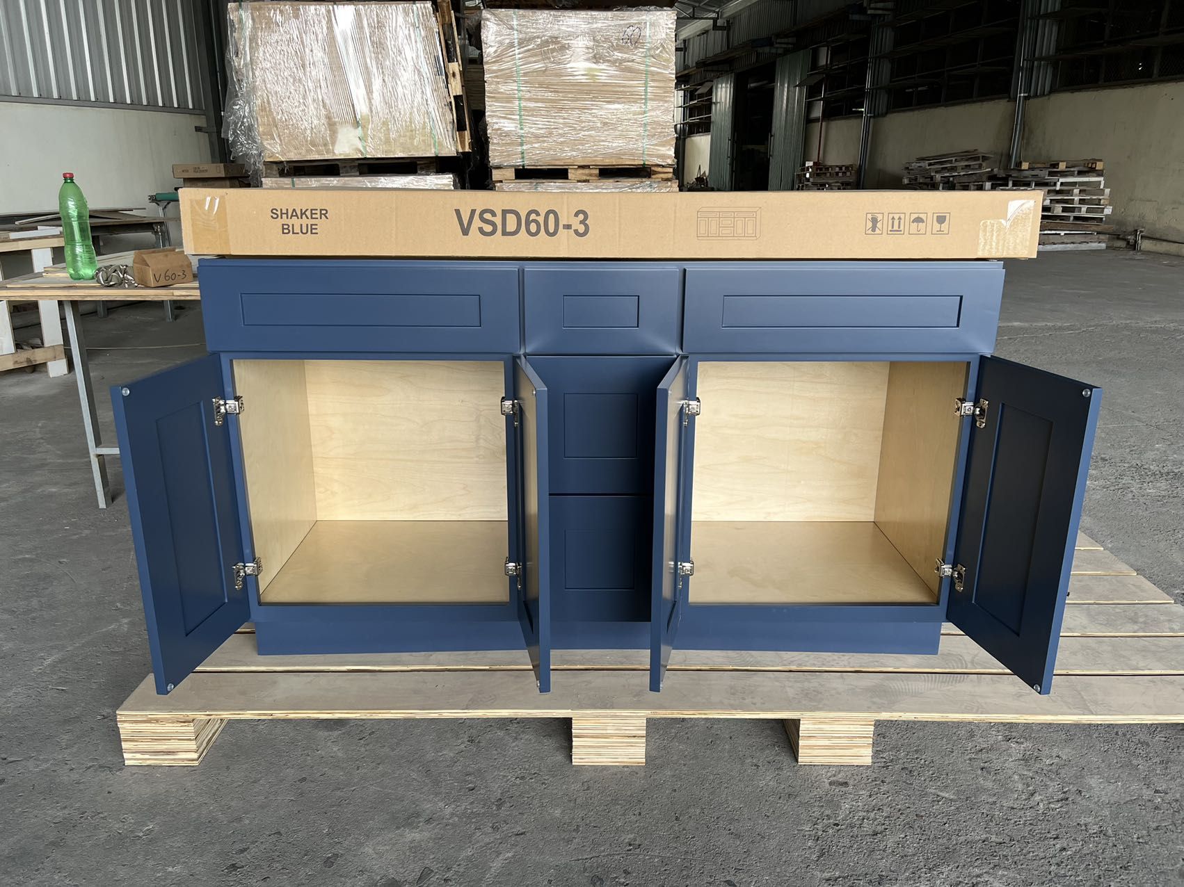 Bathroom Solid wood Cabinets ,60" Double Sink Vanity 205210, Blue Vanity Cabinet , White Vanity Cabinet, Cheap Double Sink Vanity 60"