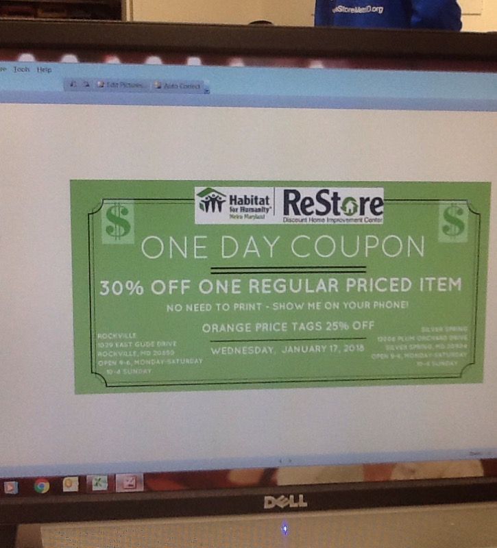 One Day Coupon at Habitat for Humanity ReStore