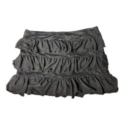 Black lace ruffle mini skirt