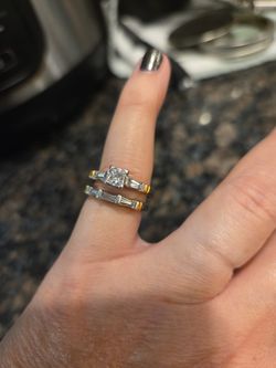 Platinum Wedding Ring Set With 18K Gold Accents