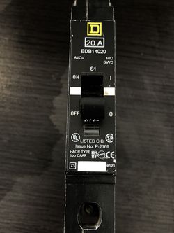 Single Pole Breaker Square D 20 A 277 V Type EDB14020
