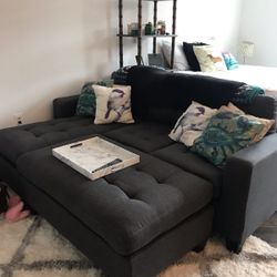 Brand New Gray Fabric Sectional With Ottoman 