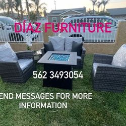 New Patio Furniture Set Gray 5 Pcs 