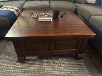 Dark Wood Square Storage Coffee Table