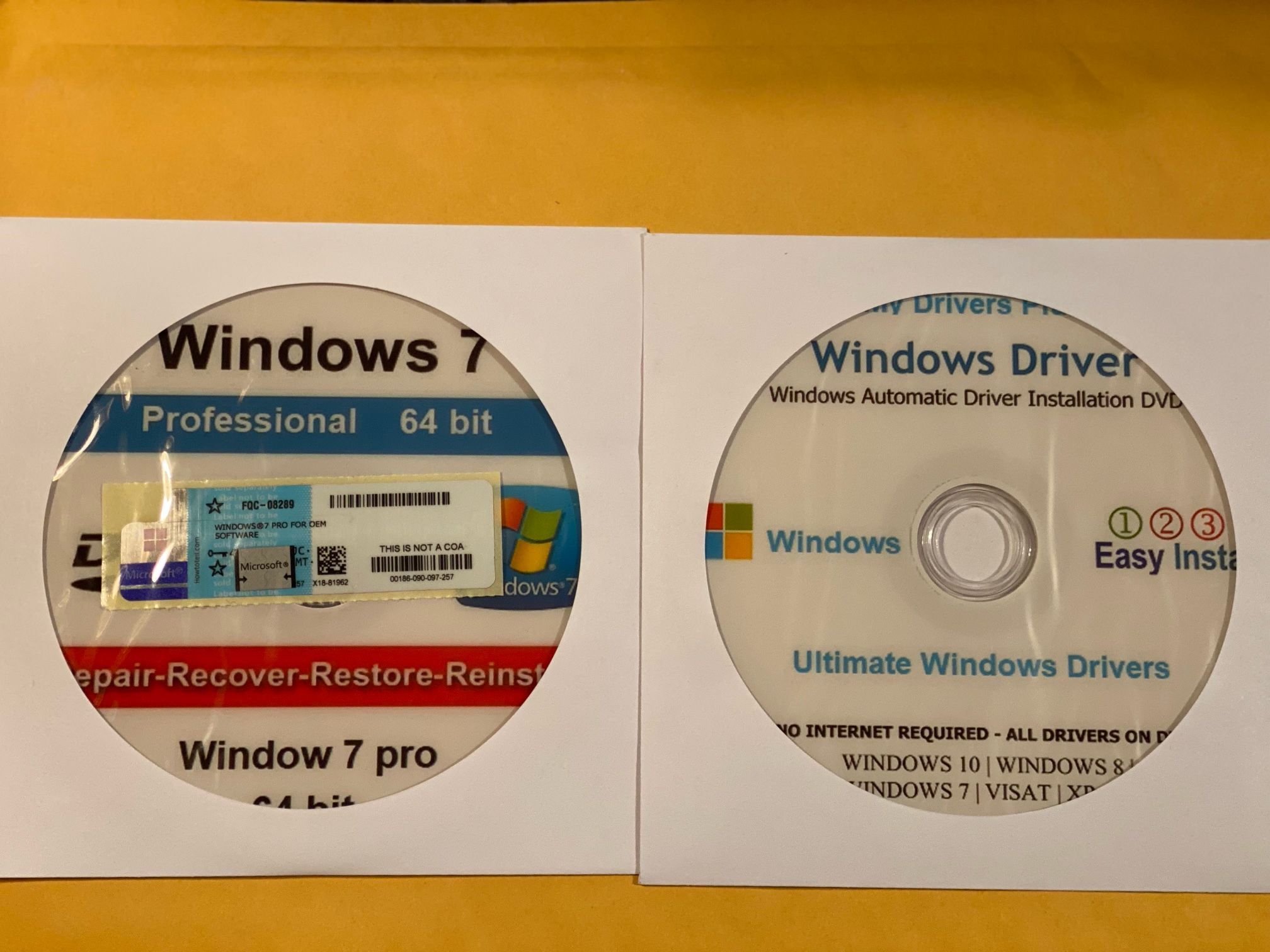 Window 7 Pro 64 Bit With Key And Windows Drivers Cd