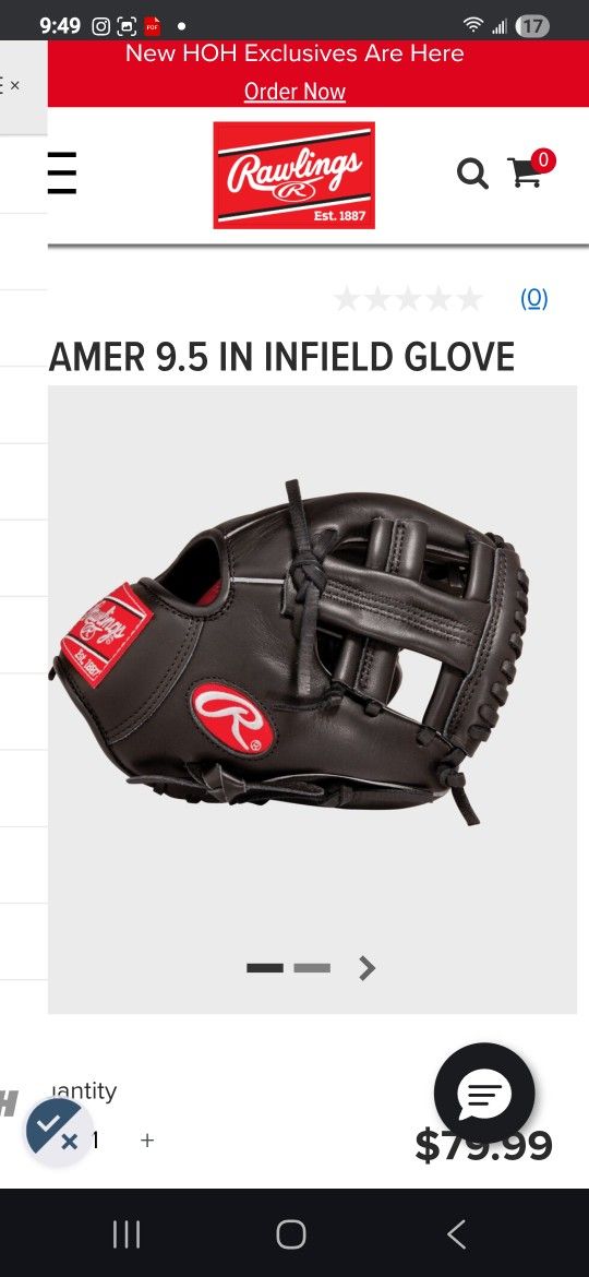 Rawlings Trainer Glove 9.5 Inch Gamer Infield Glove