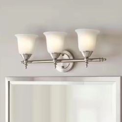 🔥Hampton Bay Olgelthorpe 22 in. 3-Light Brushed Nickel Bathroom Vanity Light