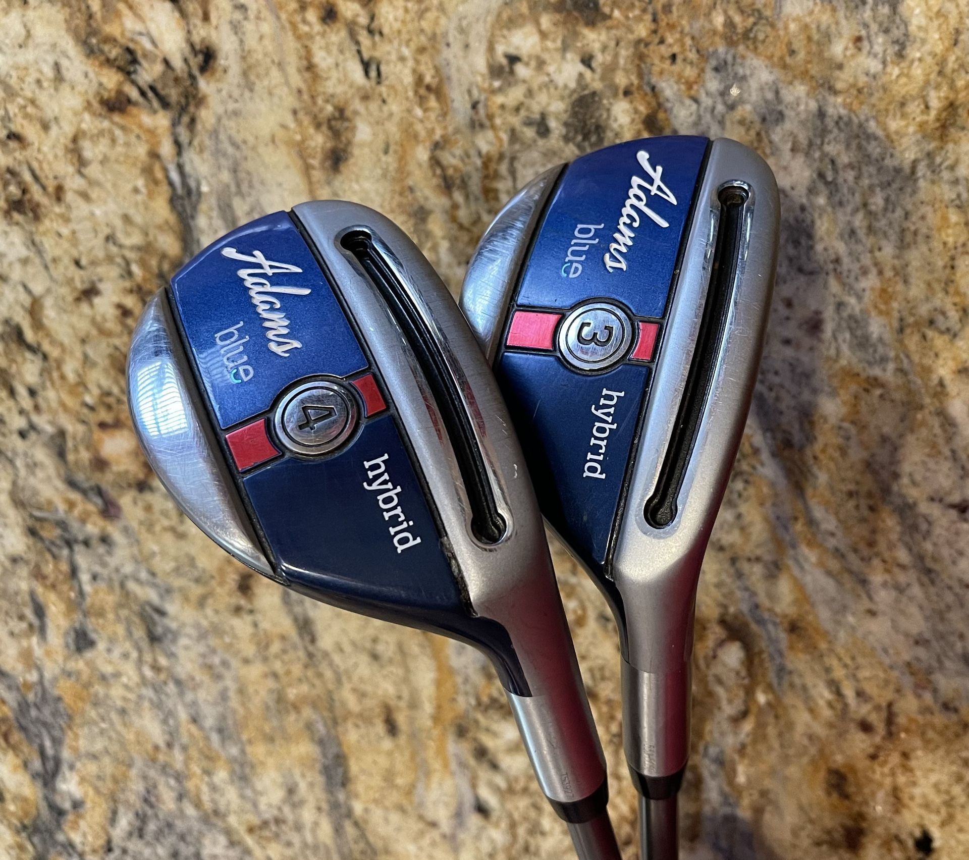 Golf Clubs 2-RH Adams Blue 20° 3 Hybrids & 23° 4 Hybrid Slimtech by ALDILA shaft Stiff-Flex TaylorMade, Callaway, Titleist,  Mizuno $84obo