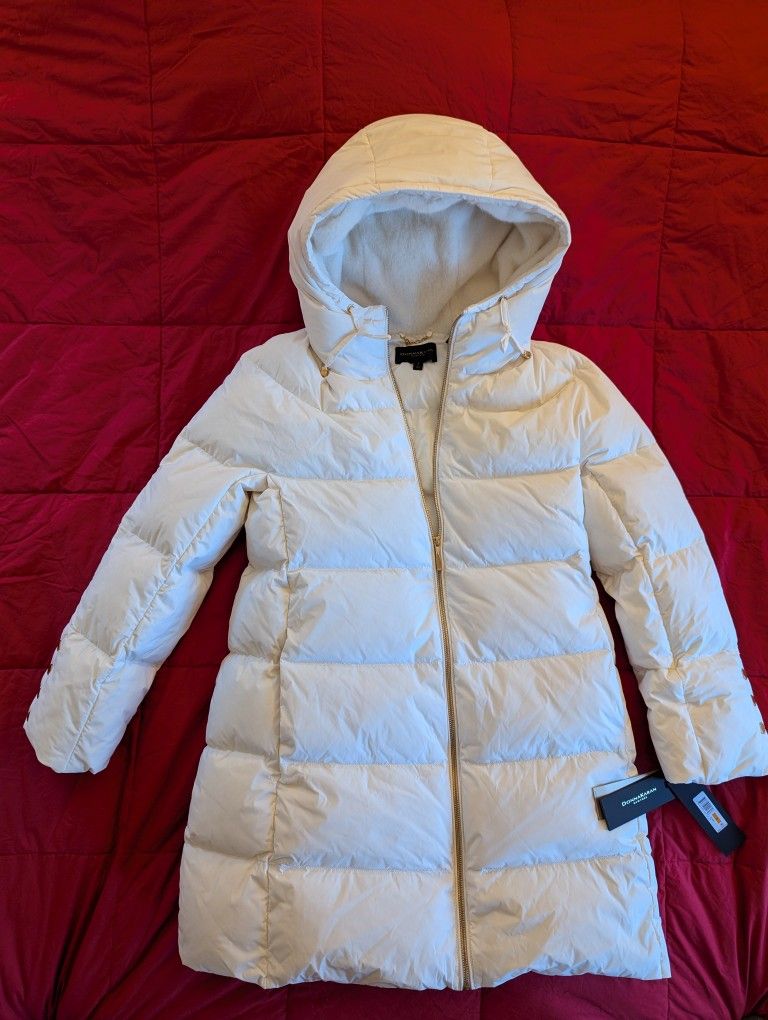 Donna Karan Women's Hooded Down Puffer Coat: Sz Small, Medium