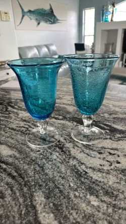 9 Thick Mexican Glass Goblets