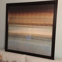 38” X 38 “  Lithograph Behind Glass Black Frame Colors As Shown