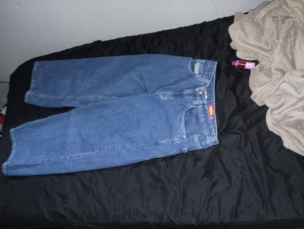Blue Empire Pants Loose Fit