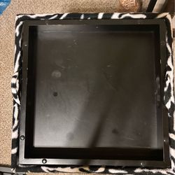 Wooden zebra velour covered storage cube/b-fast tray/seat was 75 new 17X17X17