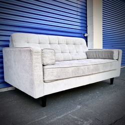 Gray Mid Century Modern Tufted Sofa