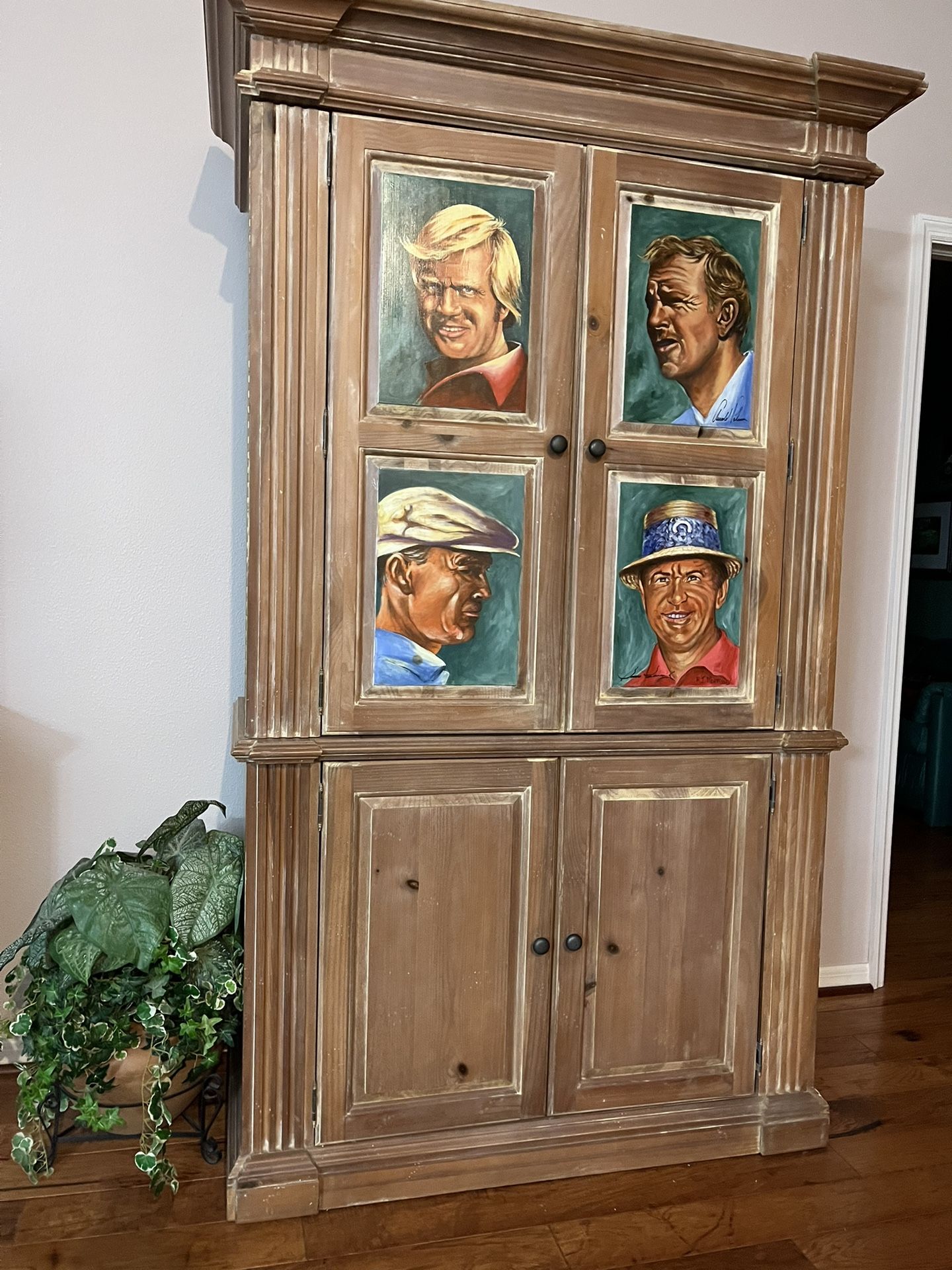 Hand Painted Wood Armoire. 