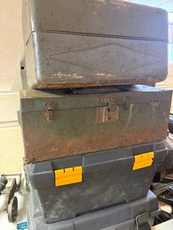 Lot of 3 Metal and Plastic Tool Boxes