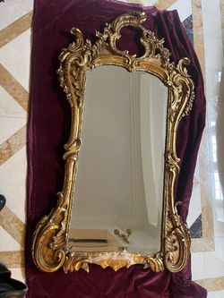 Antique French style Louis XV gilt wood ornate wood mirror