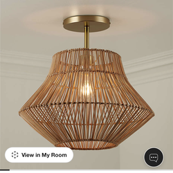 Crate & Barrel rattan semi-flush mount