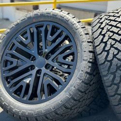 22x9 new wheels All Terrain tires GMC Sierra Yukon Denali Chevrolet 6x5.5 285/45r22  6 lug rims