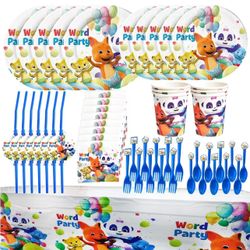 Word Party Birthday Party Decorations, Word Party Plates, Straws, Paper cups, Fork, Spoons, Tablecloth, Napkins Word Party Party Supplies Kids Shower