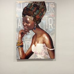 Painting Home Decor 90 X 2,8 X 120 Cm Colonial African Woman (2 Units)