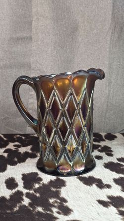 Carnival Glass Pitcher Diamond Pattern