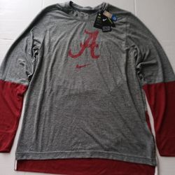 Large Alabama Crimson Tide Nike On-Field Men's Long Sleeve Dri-Fit Tee Standard Fit