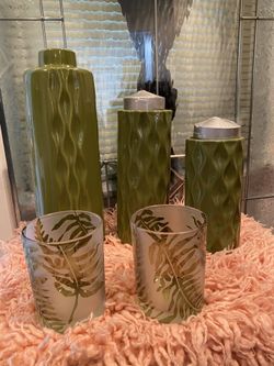 Turtle green vases and candle holders