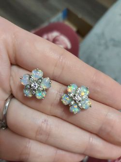 Large .925 opal earrings